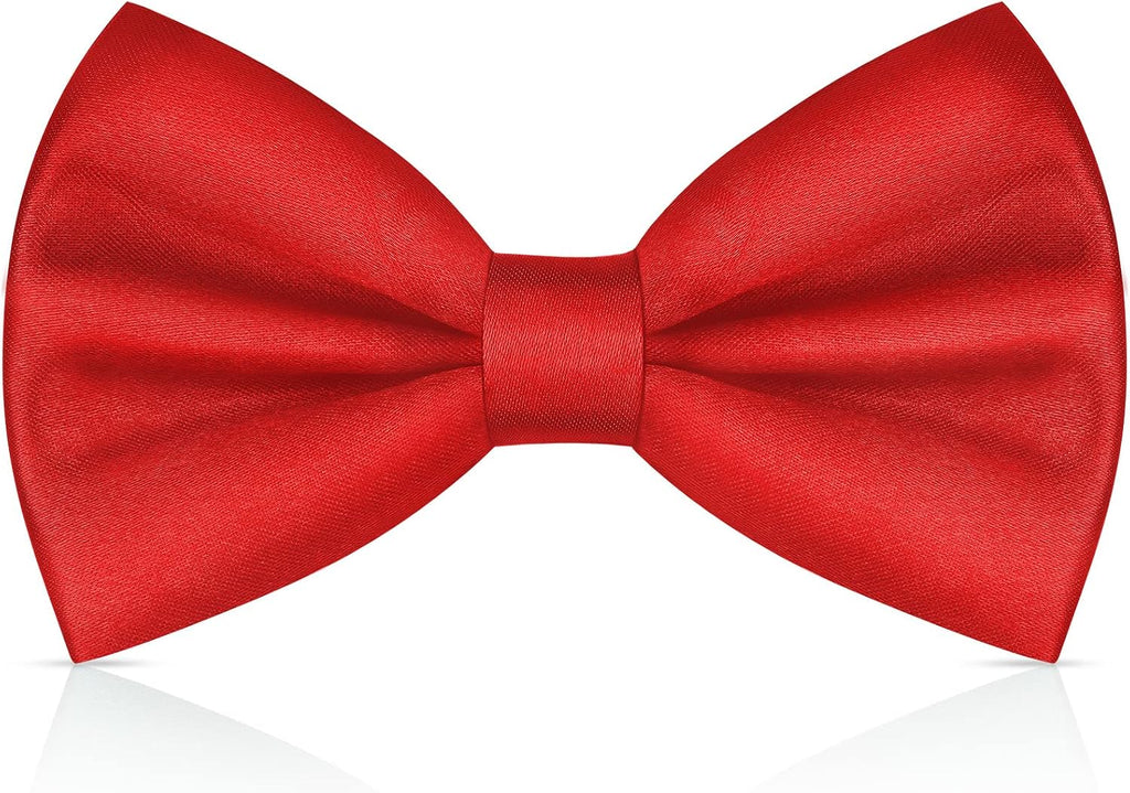 URAQT Men Pre-Tied Solid Satin Bow Tie, Adjustable Formal Bowtie