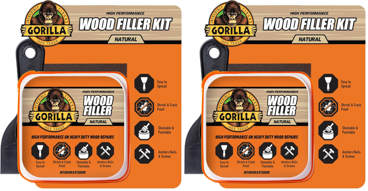 Gorilla All Purpose Wood Filler, Natural Finish, 16 oz Tub, 1-Pack