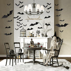 120Pcs 3D Bats Halloween Decorations Wall Decor Realistic PVC Bat Stickers