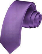 HISDERN Skinny Tie Solid Color 6cm Slim Ties for Men Wedding Classic Formal Business Necktie