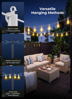 Brightown 52FT Solar String Lights Outdoor Waterproof, Last 30+ Hrs Runtime