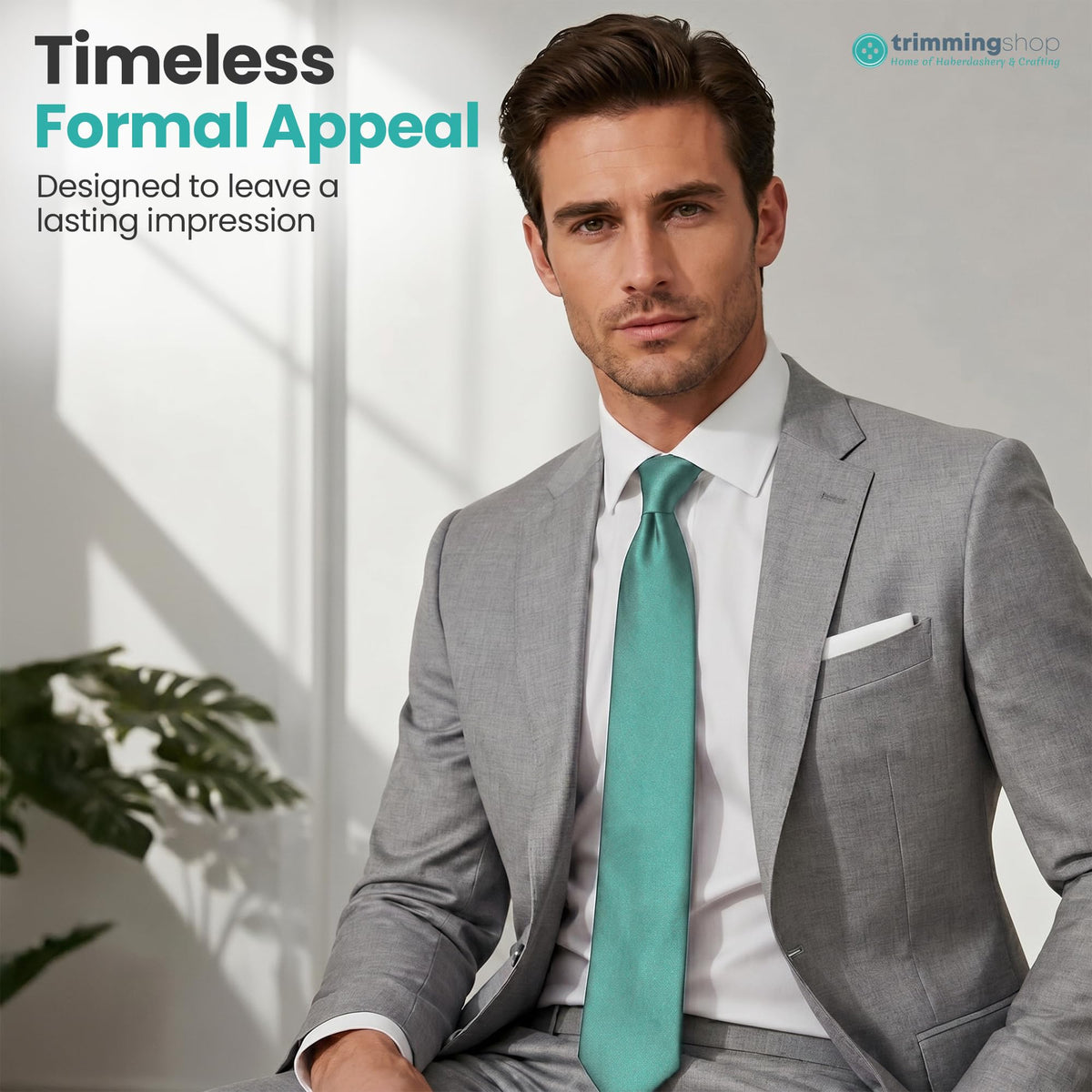 Trimming Shop 5cm Slim Skinny Solid Colour Necktie for Mens