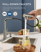 FORIOUS Kitchen Faucet with Cup Washer, Pull Down Sprayer, Brushed Nickel