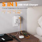 TESSAN UK to European Plug Adapter 2 Pack, EU Travel Plugs with USB C