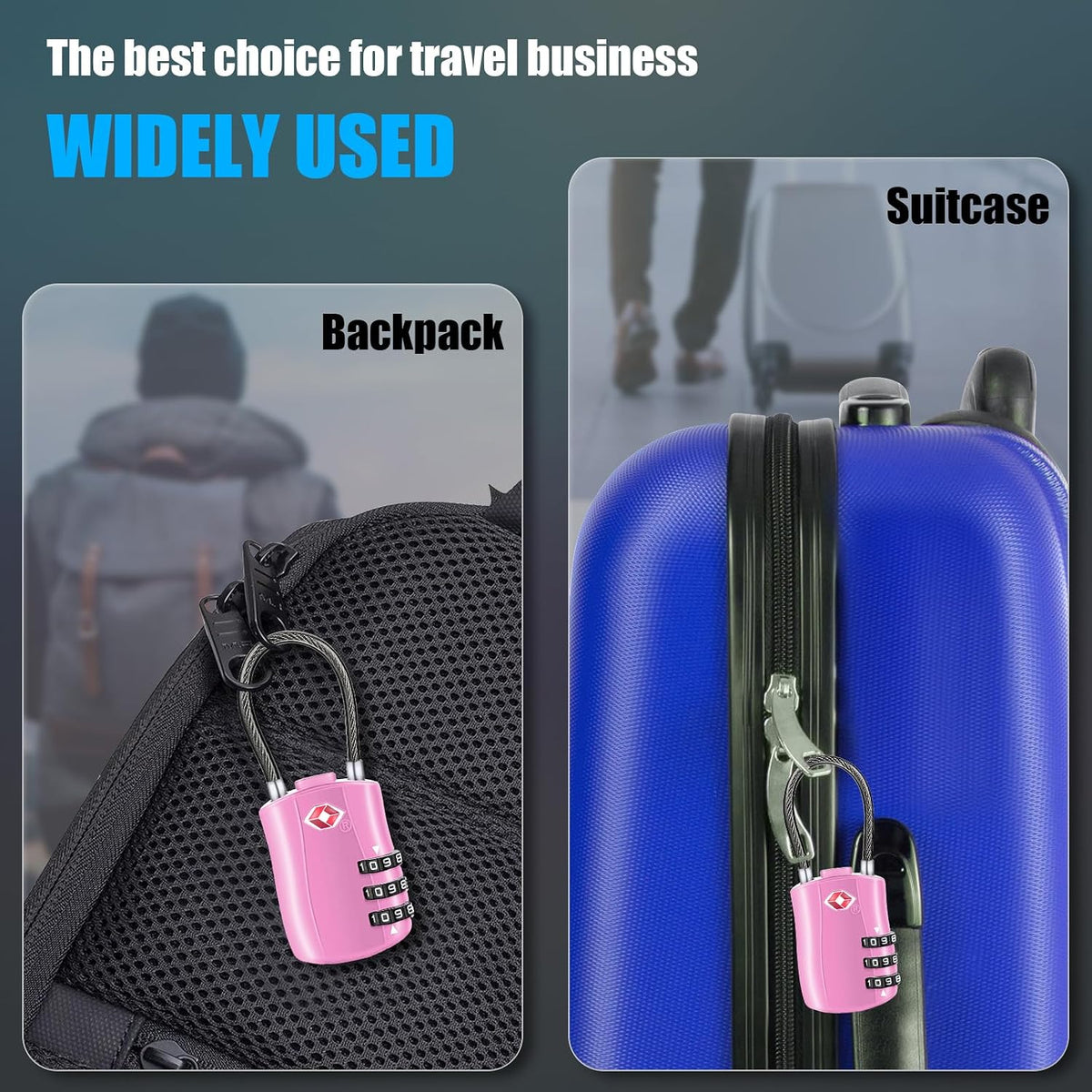 Diyife TSA Approved Luggage Locks with Flexible Steel Cable, Easy to Set up