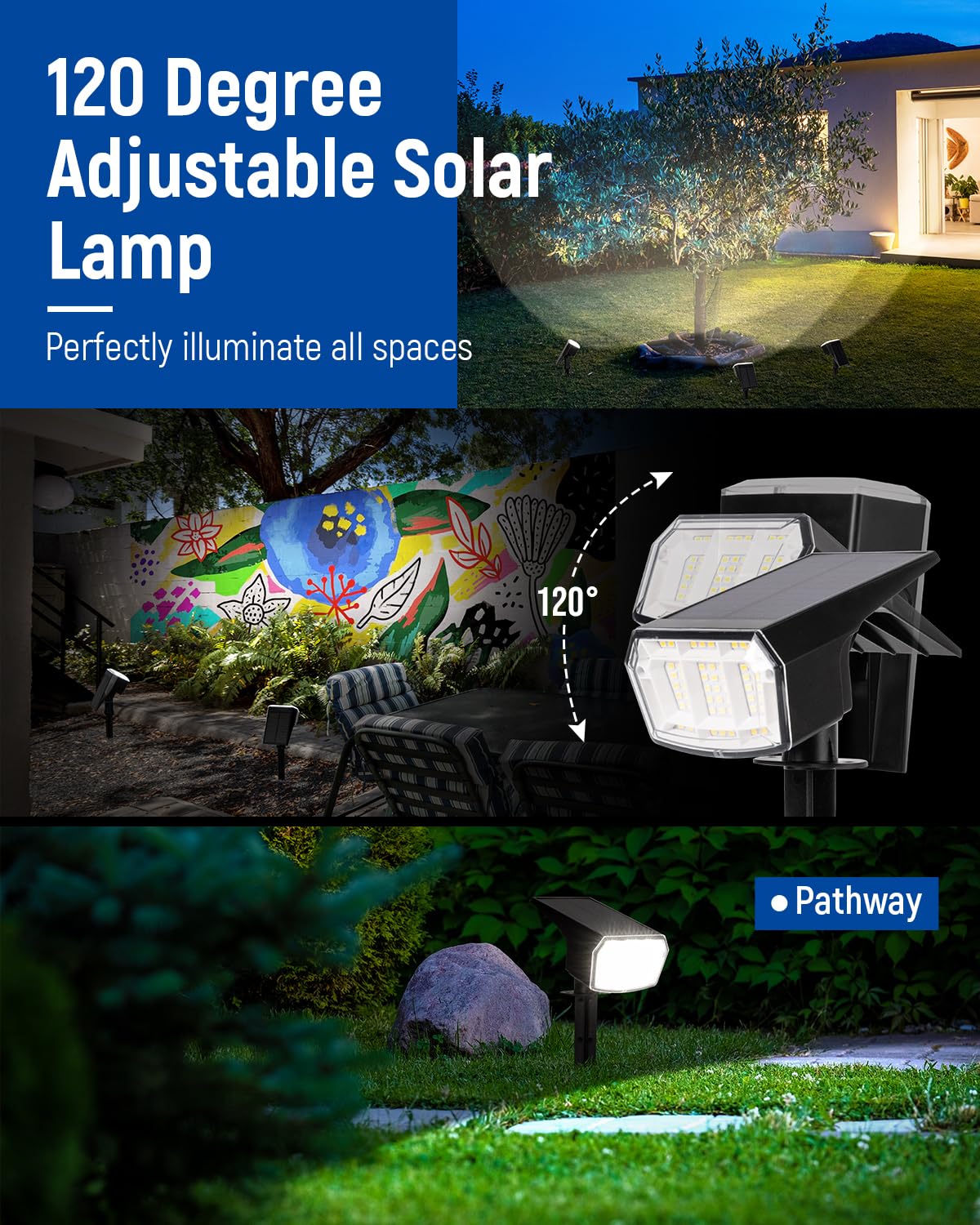 AUDERWIN Solar Spot Lights Outdoor Waterproof, 6 Packs, Neutral White