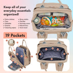 Dikaslon Baby Changing Bag Backpack, Large Nappy Back Pack Multifunction Baby Bags with Portable Changing Mat, Pacifier Holder, and Stroller Straps, for Mom and Dad