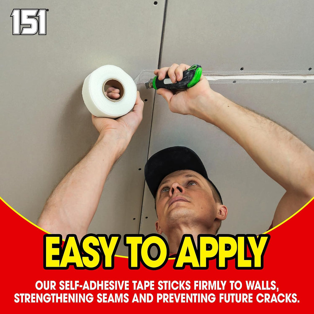 Gorilla Filler Plasterboard & Drywall Mesh Tape | Fills Cracks - Easy to Apply (Self Adhesive) | 50mm x 50m (White, 50m)