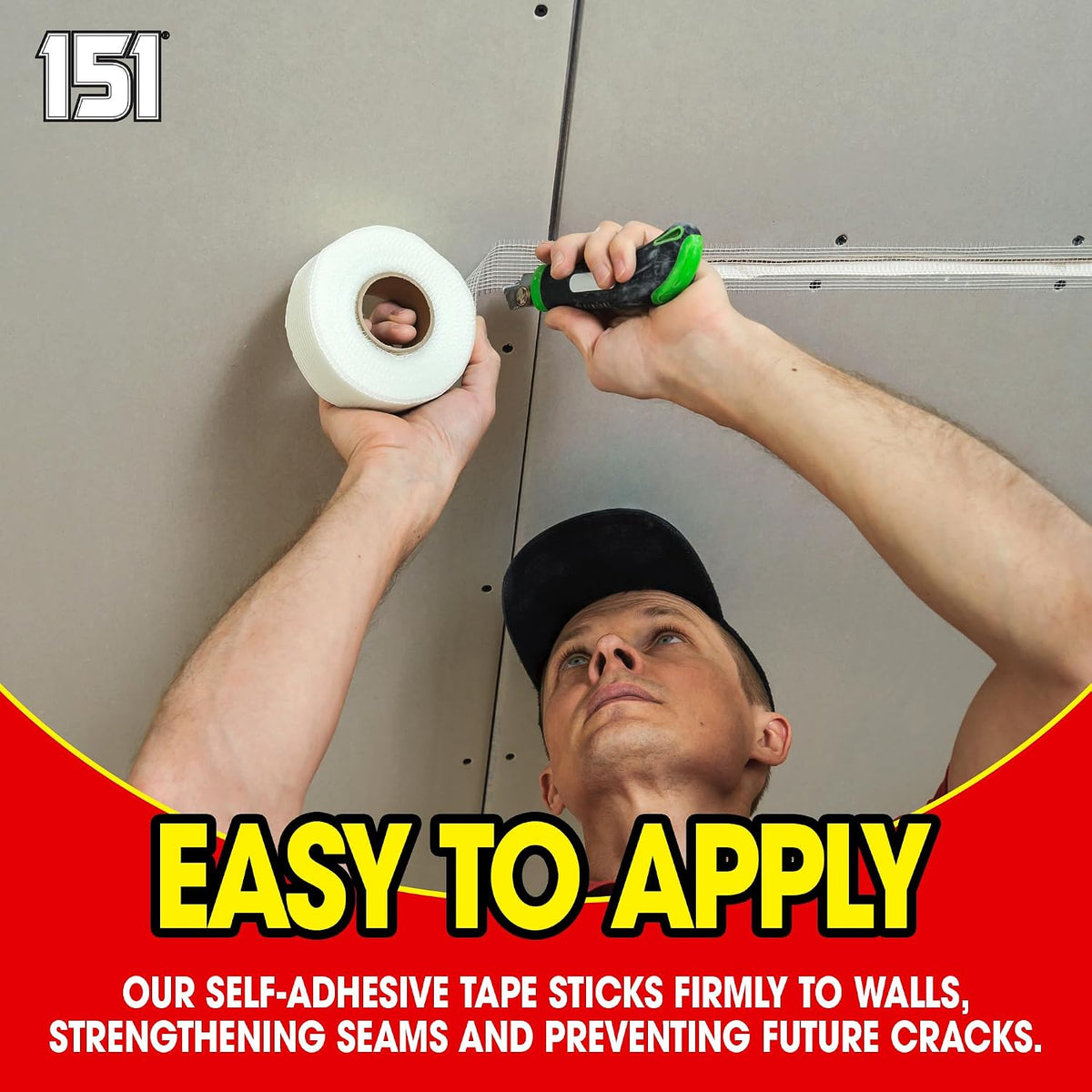 Gorilla Filler Plasterboard & Drywall Mesh Tape | Fills Cracks - Easy to Apply (Self Adhesive) | 50mm x 50m (White, 50m)