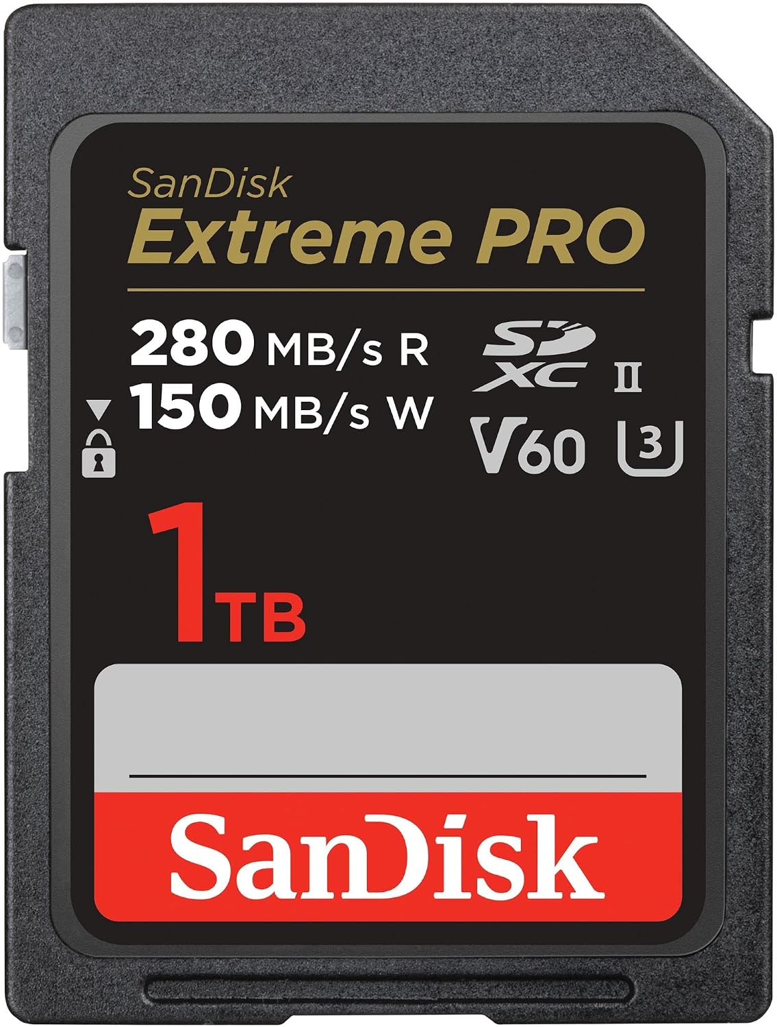 SanDisk 1TB Extreme PRO SDXC card, SD Card, V60 Memory card, 6K & 4K UHD, up to 280 MB/s, Shock, Temperature, Water and X-Ray Proof, RescuePro Deluxe data recovery software, UHS-II, Class 10, U3