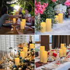 YOROXRG Solar flameless Candles Outdoor Waterproof,Dusk to Dawn Outdoor Lighting, Flickering fameless Reusable LED Light Candles for Lantern Garden Camping and Home Decor, 3D Wick (3"X6") Set of 2