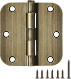 TDCHINGES Rounded Door Hinges 3.5" X 3 1/2 Inch Antique Brass 5/8" Radius