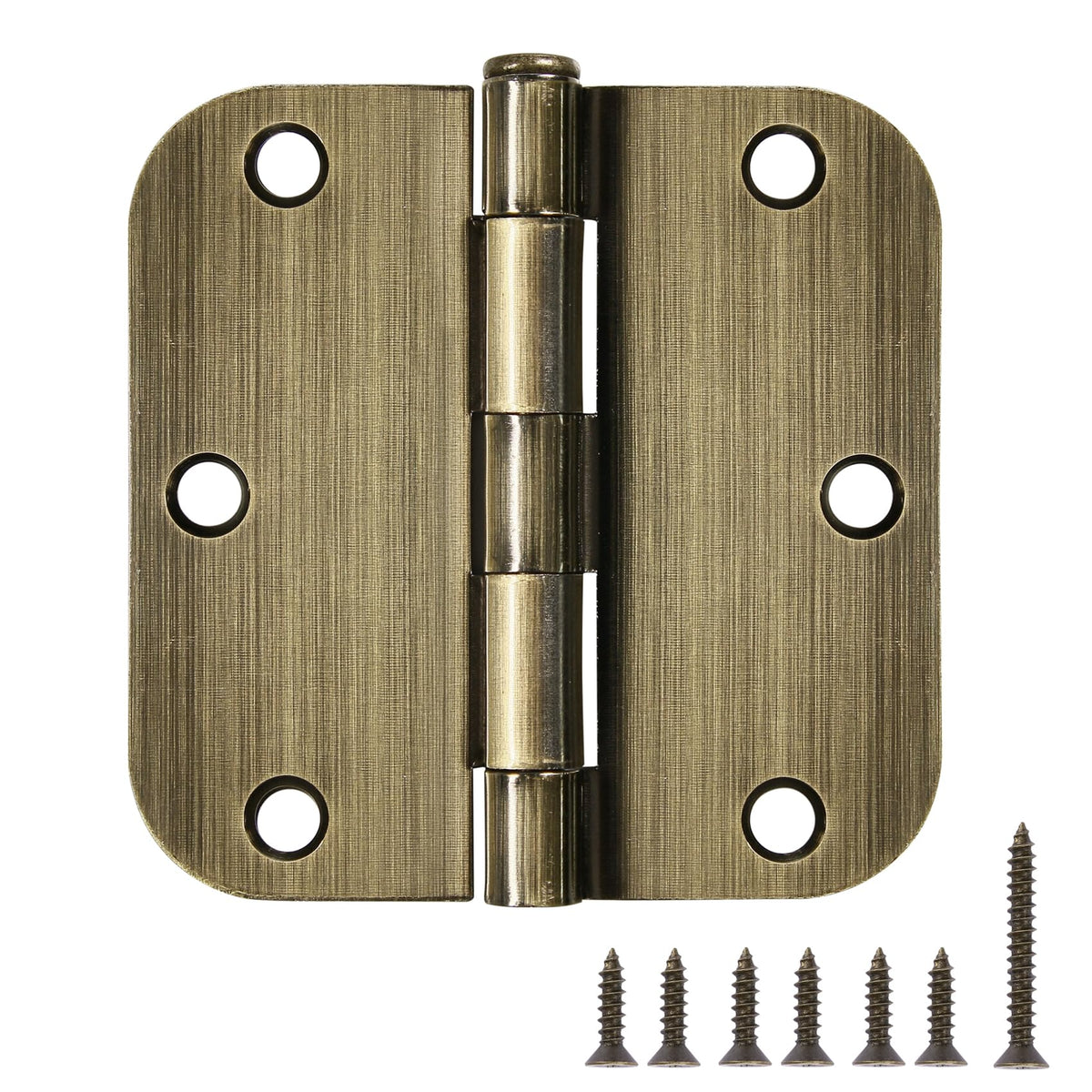 TDCHINGES Rounded Door Hinges 3.5" X 3 1/2 Inch Antique Brass 5/8" Radius