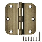 TDCHINGES Rounded Door Hinges 3.5" X 3 1/2 Inch Antique Brass 5/8" Radius