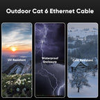 Cat6 Ethernet Cable 3 meter, Outdoor Water Resistant Internet Cable, Direct Burial High-Speed Gigabit 10Gbps 550MHz/s Lan Network Cable Cord