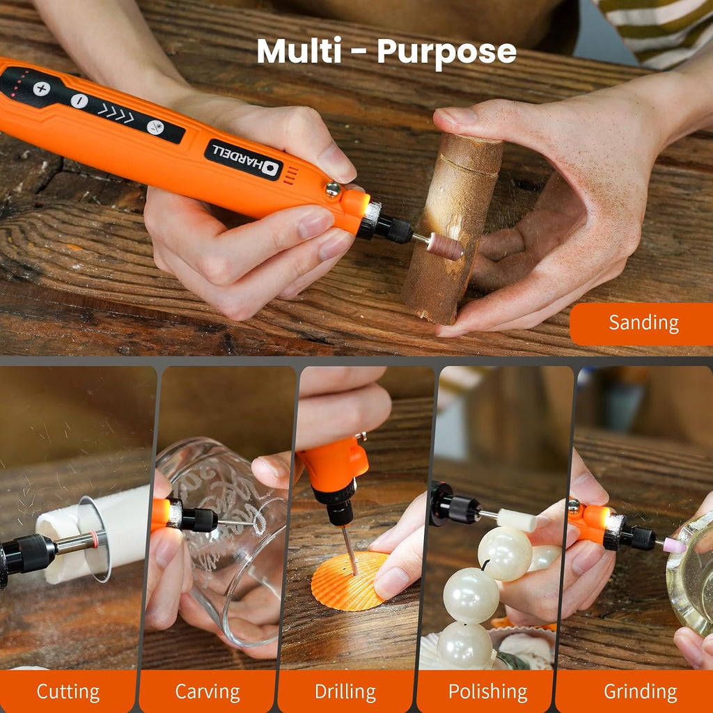 HARDELL Mini Cordless Rotary Tool, 5-Speed 69pcs Kit for 3D Printer Sanding