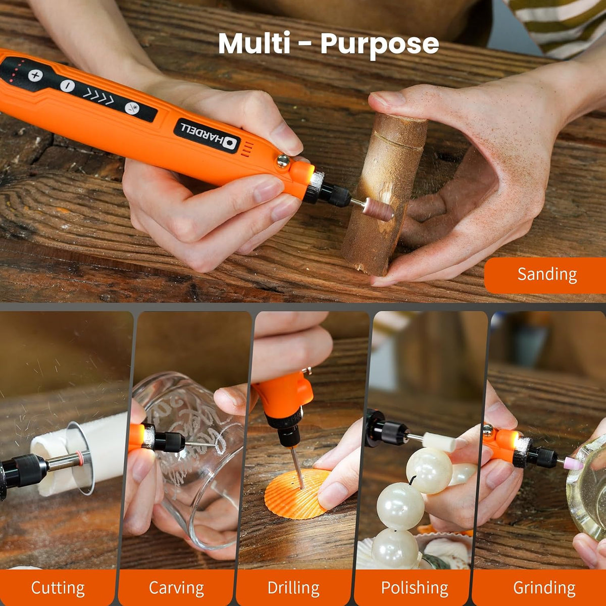 HARDELL Mini Cordless Rotary Tool, 5-Speed 69pcs Kit for 3D Printer Sanding