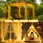 Christmas Lights Outdoor Battery Operated String Lights Total 100LED 33Ft with Timer 8 Modes 16.4Ft*2 Waterproof Outdoor Indoor for Christmas Decor, Warm White, 2-Pack