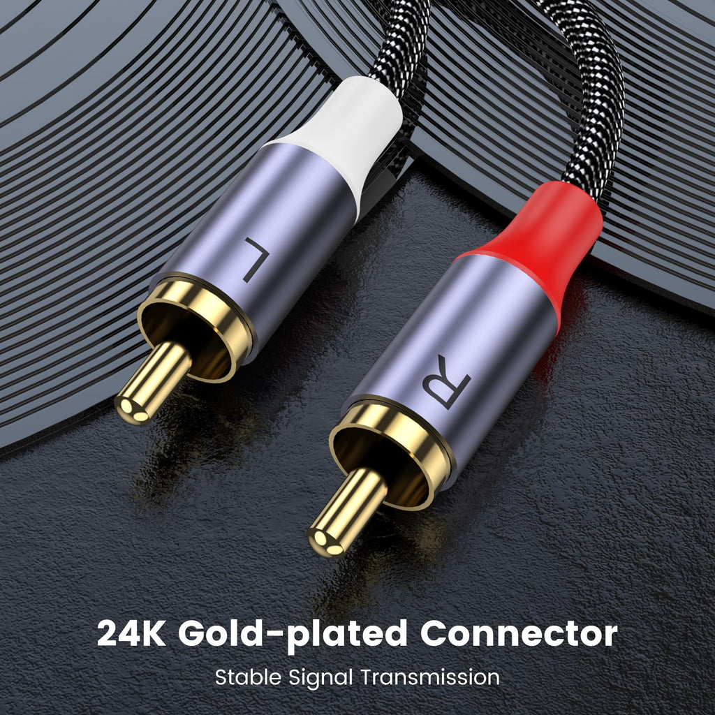 MOSWAG RCA Stereo Cable,2-Male to 2-Male RCA Audio Stereo Cable 10Ft/3M,RCA Cord Auxiliary Audio Cord Nylon Braided for Home Theater, HDTV, Amplifiers, Hi-Fi Systems, Car Audio, Speakers