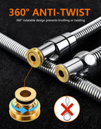 Shower Hose 3m, GRIFEMA G851-30 Stainless Steel Shower Pipe, Anti-Kink