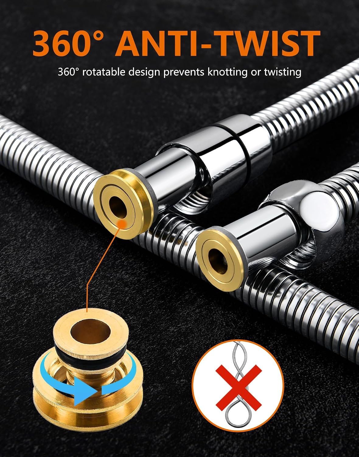 Shower Hose 3m, GRIFEMA G851-30 Stainless Steel Shower Pipe, Anti-Kink