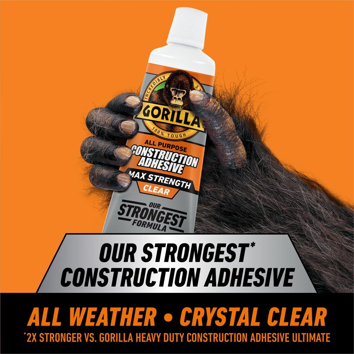 Gorilla Max Strength Construction Adhesive, Clear, 2.5 oz