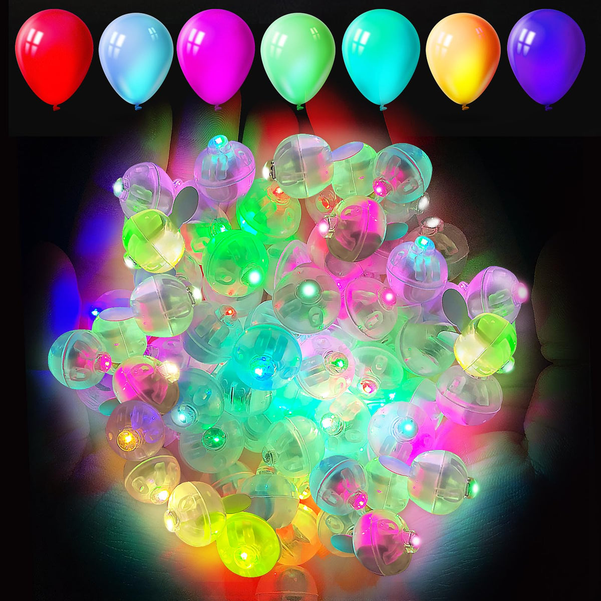 Aogist 200pcs 10-Colors Mini Lights with Hook,Long Standby Time Waterproof LED Balloon Light,Battery Powered,Ball Lamp for Balloon Paper Lantern Birthday Party Christmas Halloween
