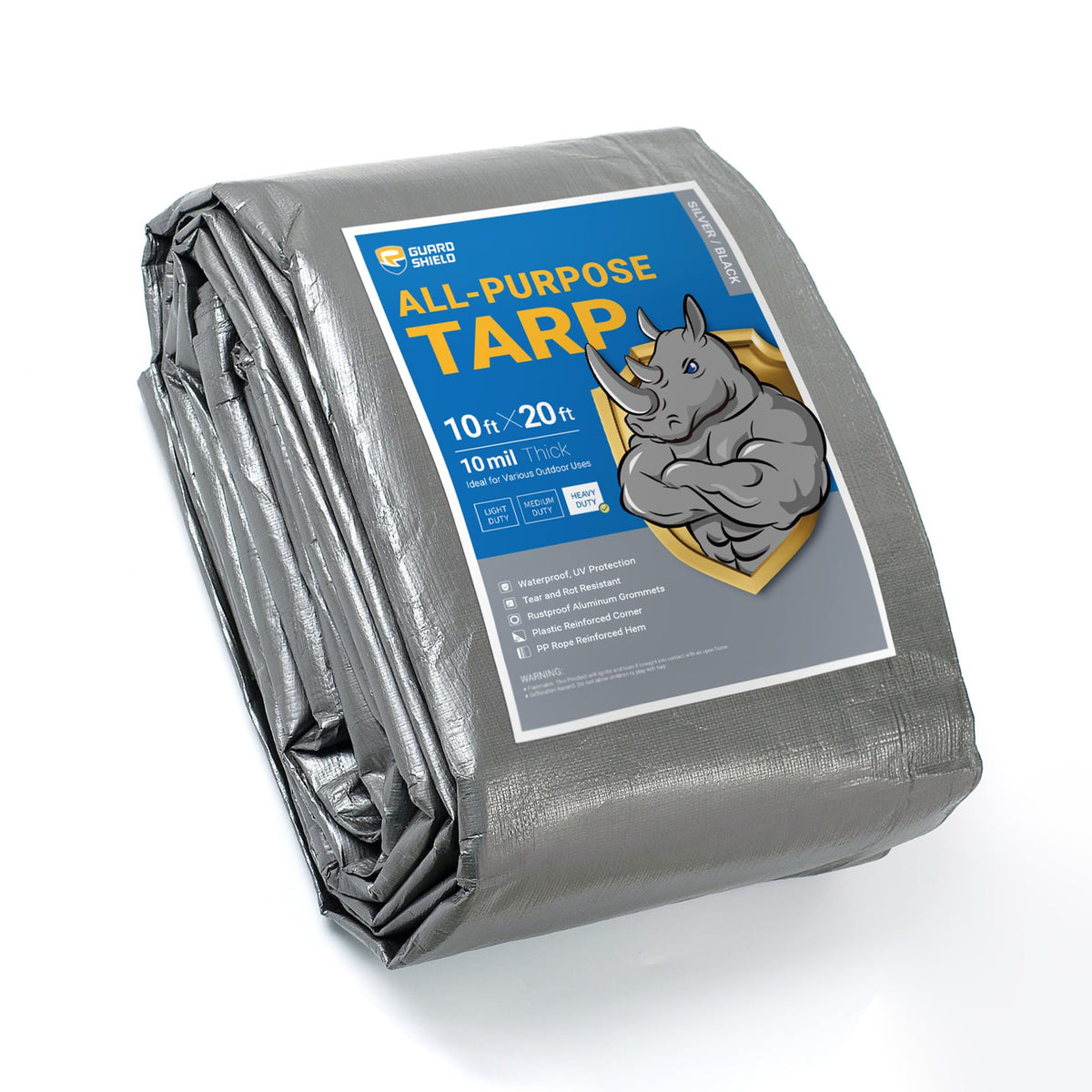 GUARD SHIELD Heavy Duty Tarp 20x30 Feet Silver/Black Multi Purpose Thick Waterproof Poly Tarp Cover 10mil