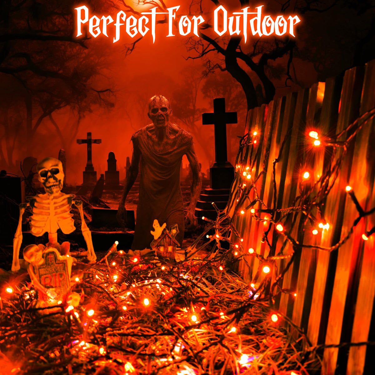 Christmas Lights Outdoor Battery Operated String Lights Total 100LED 33Ft with Timer 8 Modes 16.4Ft*2 Waterproof Outdoor Indoor for Christmas Decor, Warm White, 2-Pack