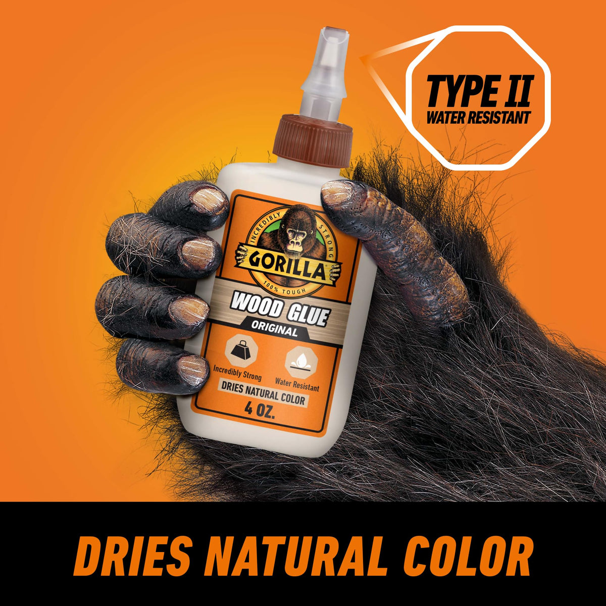 Gorilla Wood Glue, Fast Clamp, Water Resistant PVA, 8 oz