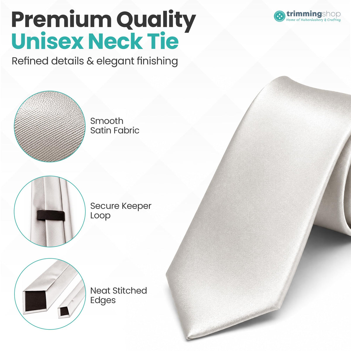 Trimming Shop 5cm Slim Skinny Solid Colour Necktie for Mens