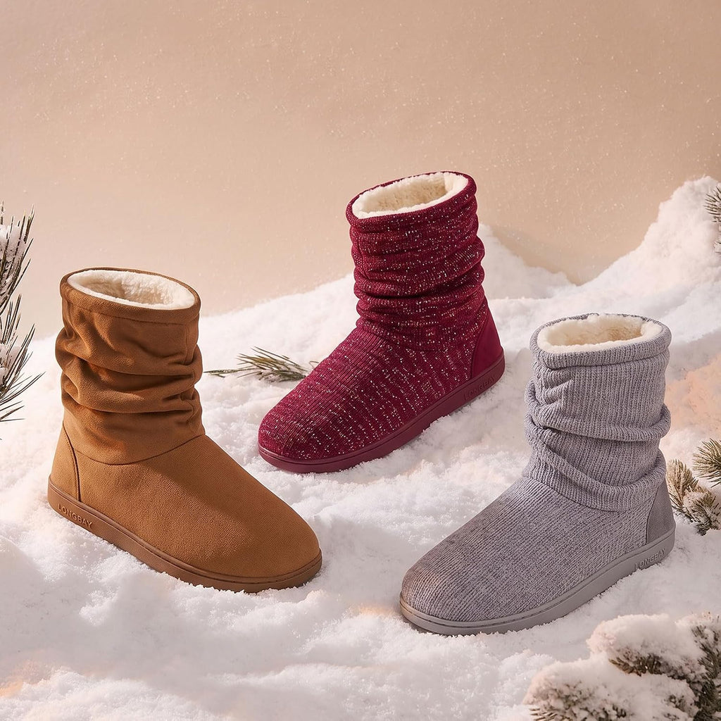 LongBay Women Slipper Boots Warm Memory Foam Indoor Outdoor House Shoe Gift