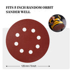 S SATC Sanding Discs 60 Grit 110Pcs Orbital Sander Discs 125mm Hook and Loop Round Orbital Sander Pads for Sanding