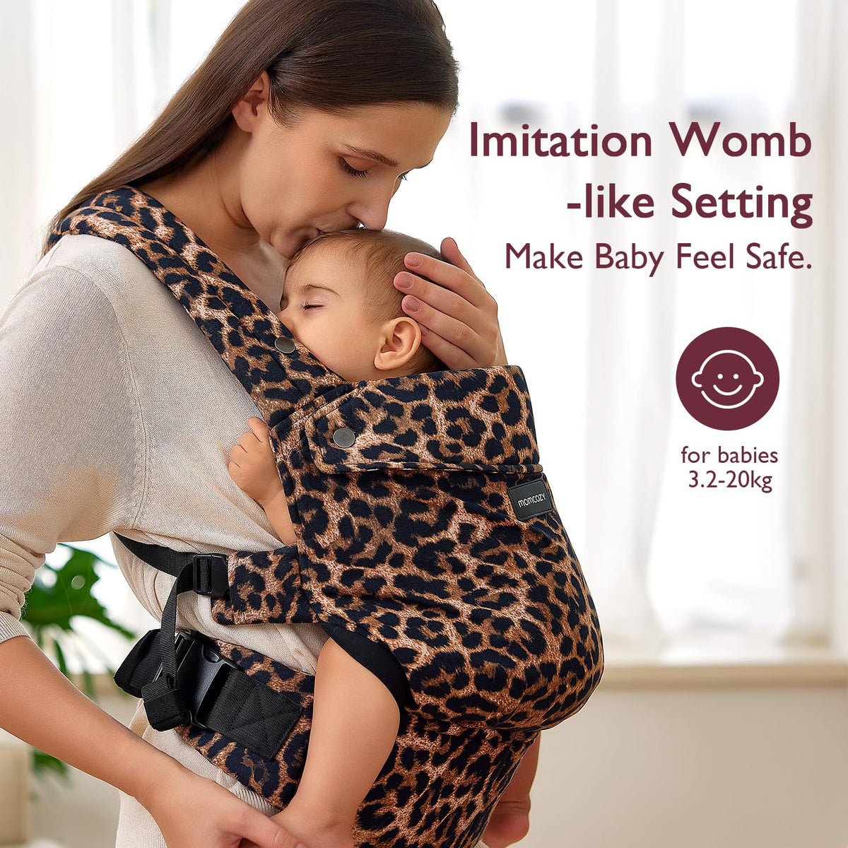 Momcozy Baby Carrier for 3-24M/3.2-20kg, Waist 64-127cm, Cotton Black