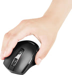 Amazon Basics Wireless Mouse, Ergonomic Mouse with Adjustable DPI 600-3600, 2.4 GHz USB Receiver for Home Office Laptop Desktop, Black