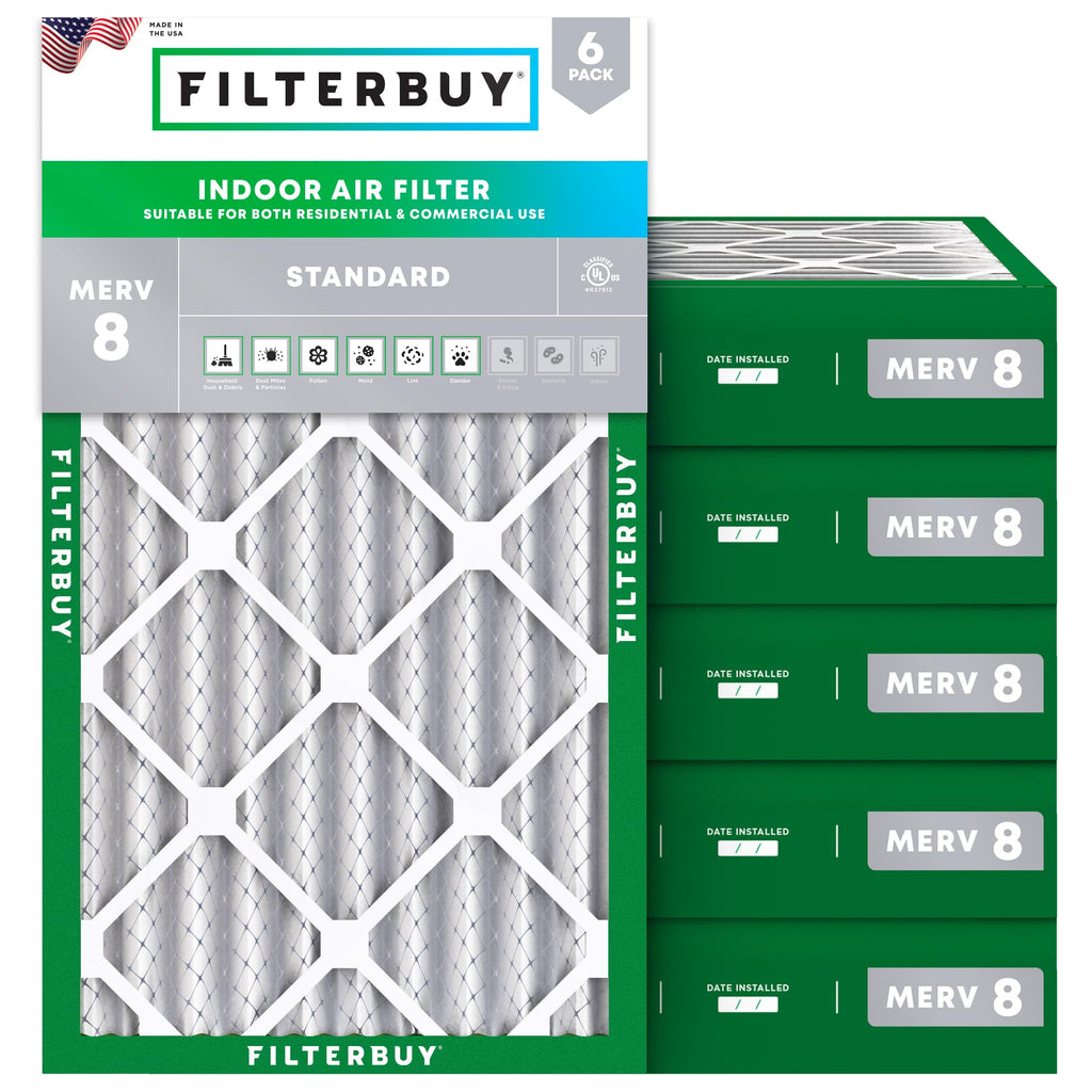 Filterbuy 30x32x1 Air Filter MERV 8 Dust & Allergy Defense (6-Pack)