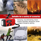 2000mAh Wind Up Solar Hand Crank Emergency Radio | AM/FM Weather Band Radio with LED Torch, SOS Alert & USB Phone Charger for Outdoor Camping Hiking (Red)
