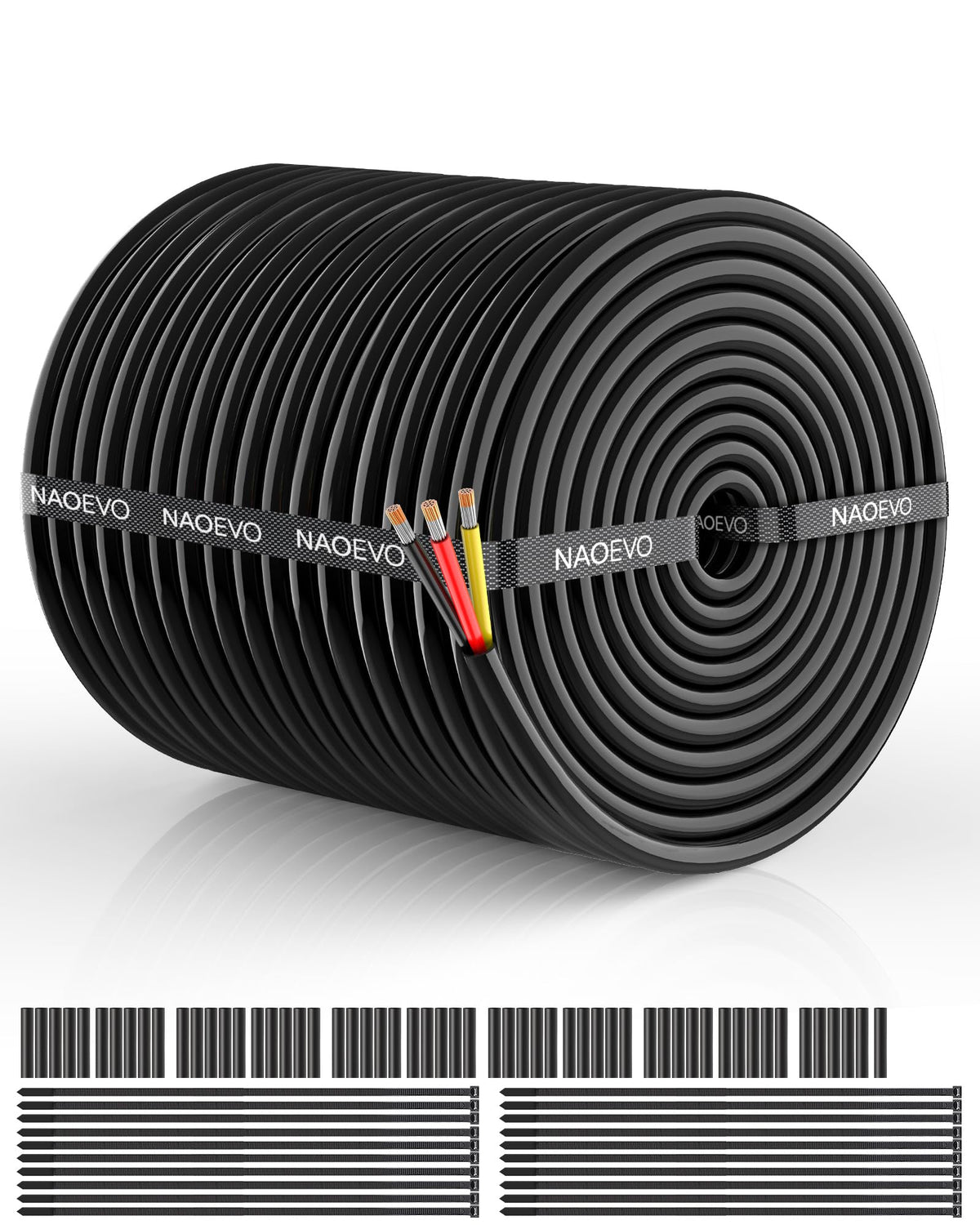 NAOEVO 14 Gauge Wire 3 Conductor, 14 Gauge Automotive Wire 12V Cable, 50FT