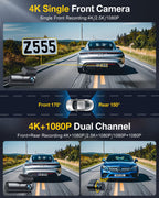 GKU 4K Dash Cam Front and Rear, 5GHz WiFi Dashcam with 64GB SD Card