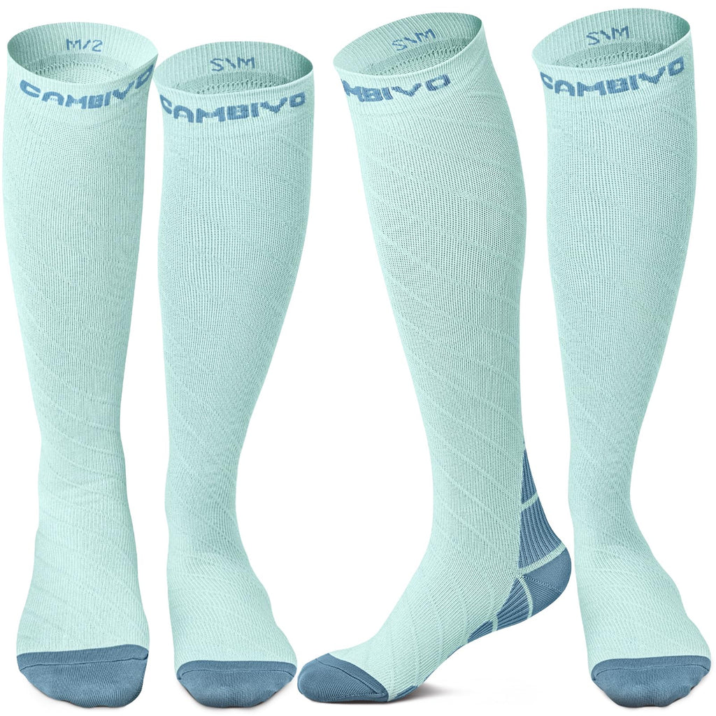 CAMBIVO Compression Socks for Women & Men 2 Pairs, Travel Flight Socks