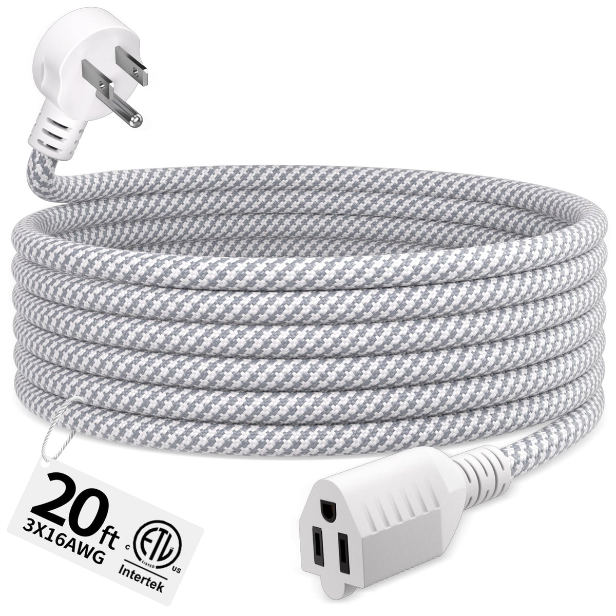 16/3 Black Extension Cord 6 FT Indoor, Short Extension Cord