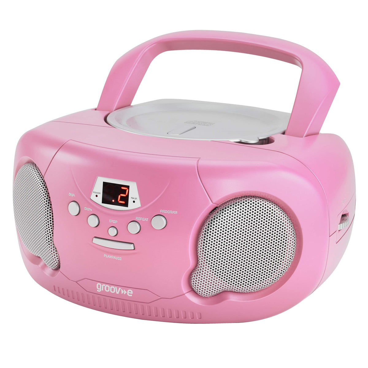 Groov-e Original Boombox - Portable CD Player with Bluetooth, Radio, 3.5mm Aux Port, & Headphone Socket - LED Display, 2 x 1.2W Speakers - Battery or Mains Powered - Blue