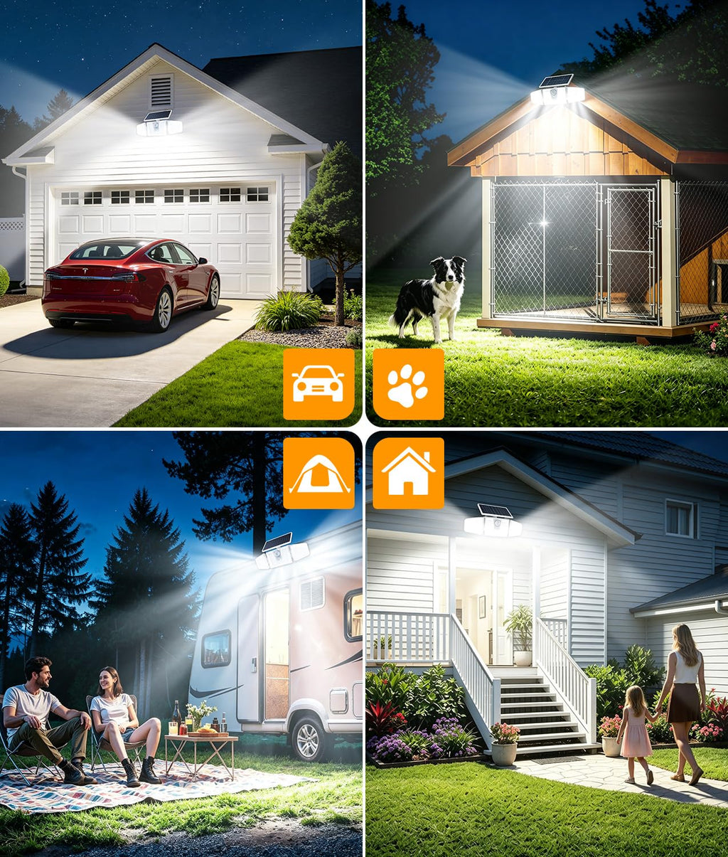 KOOPER Solar Motion Lights Outdoor, 210 LED Remote Solar Flood Lights 2PK