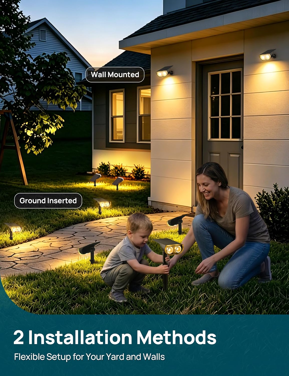 Linkind Halloween Solar Lights Outdoor Spotlight Waterproof RGB 2 Pack