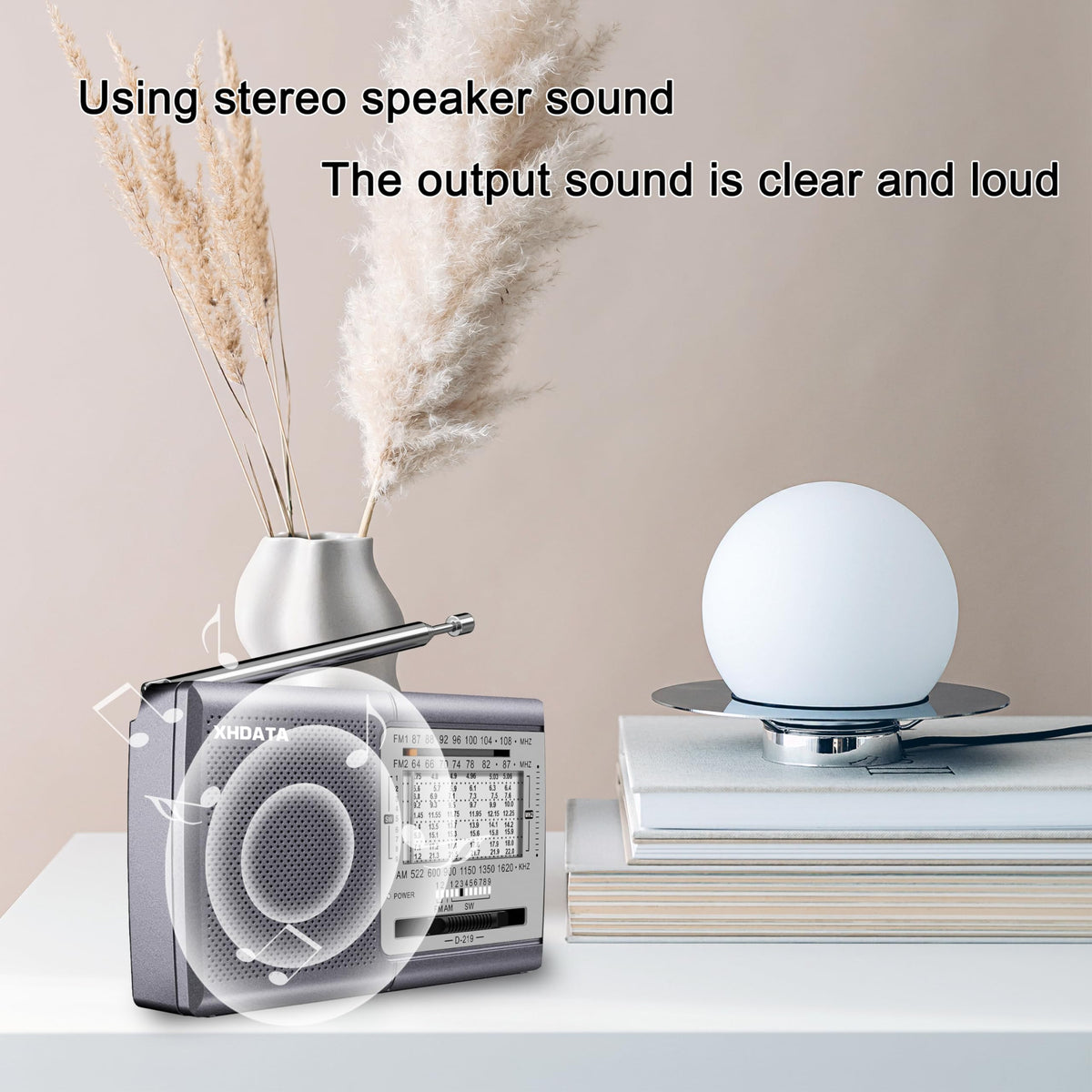 XHDATA D219 Portable Radio Retro FM AM SW Radio Battery Operated for Household Outdoor Camping Hiking Pocket Radio Beige