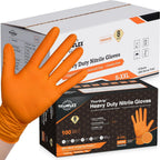 TitanFlex Heavy Duty Industrial Orange Nitrile Gloves, 8-mil, Gloves Disposable Latex Free with Raised Diamond Texture Grip, Powder Free, Rubber Glove, Mechanic Gloves,50-ct Box (Small)