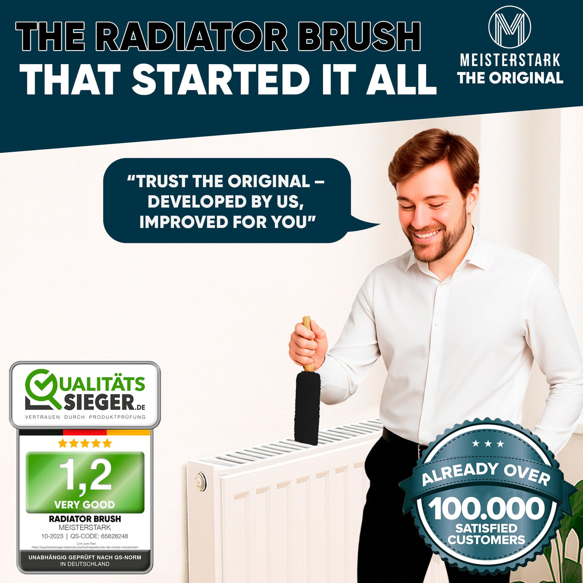 THE ORIGINAL Radiator Cleaner Brush 115cmI Long Radiator Brush for Cleaning
