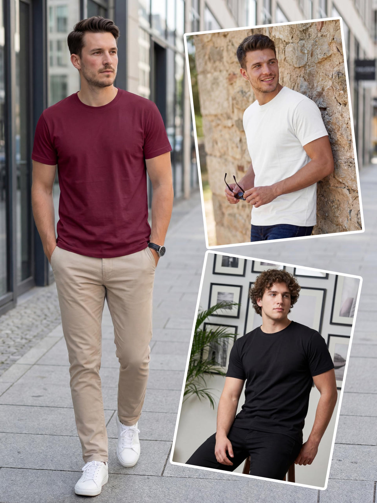 Love My Fashions Mens Plain T Shirt Crew Neck & Short Sleeve Cotton Tops for Men