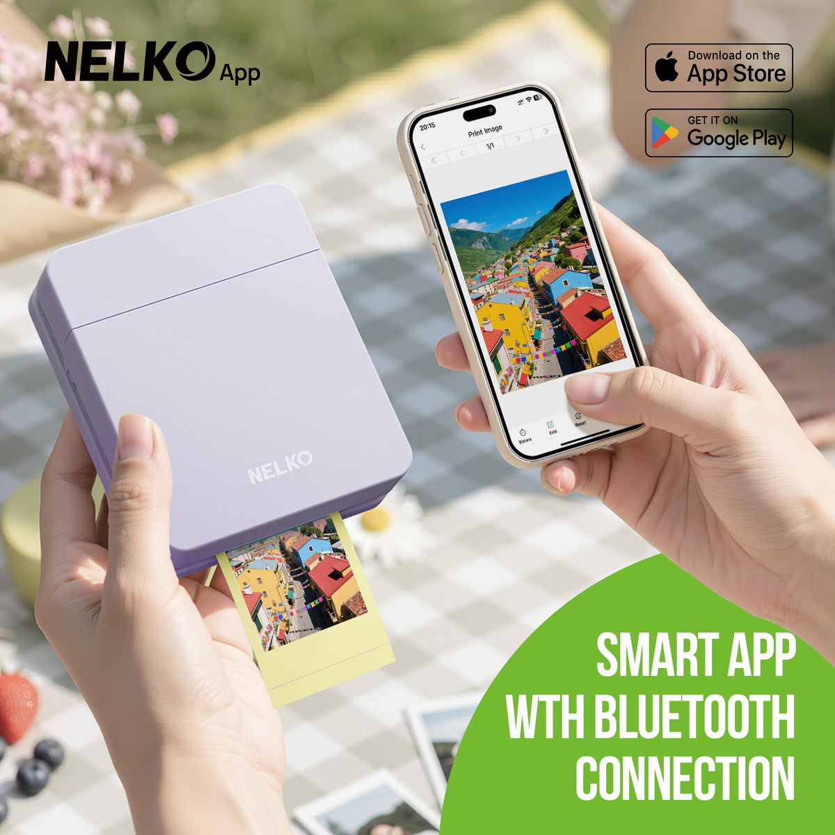 Nelko PP01 2x3 Portable Photo Printer with 20 Sheets, White