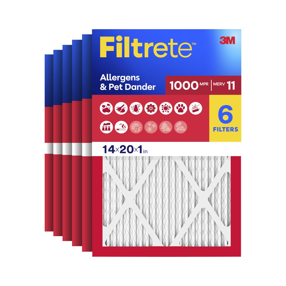 Filtrete 20x25x1 Air Filter, MERV 11, MPR 1000, 6 HVAC Filters